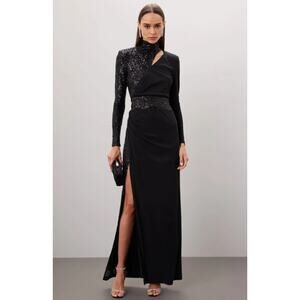 One33 Social Black Sequin Crepe Dress Size 6